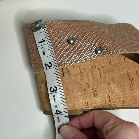 Lucky Brand Miller 2 Cork Wedge Sandals Women’s Canvas Straps in Rose Gold - Picture 16 of 16